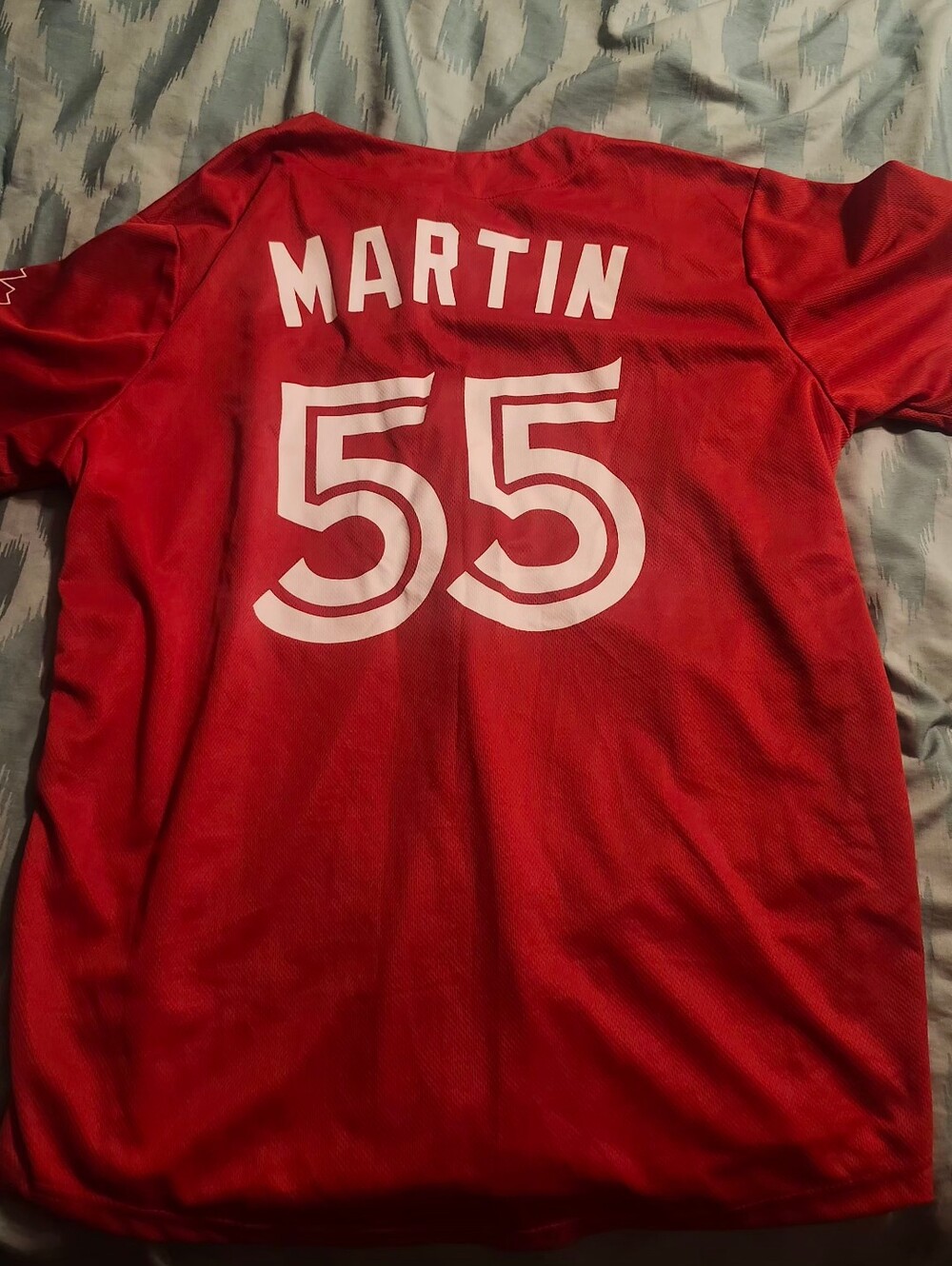Toronto Blue Jays Canada Day Red MARTIN #55 SGA MLB Jersey Men's Size XL